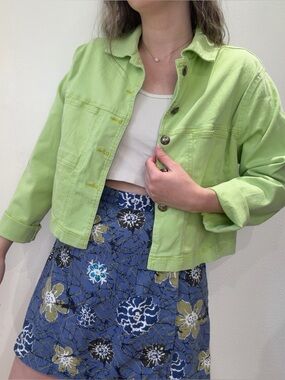 Vintage Lime Green Cropped Shacket